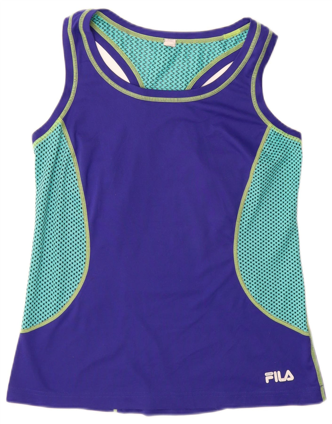 FILA Womens Vest Top UK 12 Medium Purple Colourblock Polyester