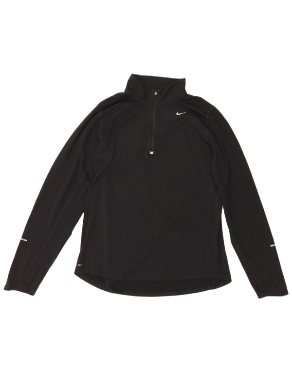 Nike Mens Dri Fit Zip Neck Pullover Tracksuit Top Medium Black Polyester