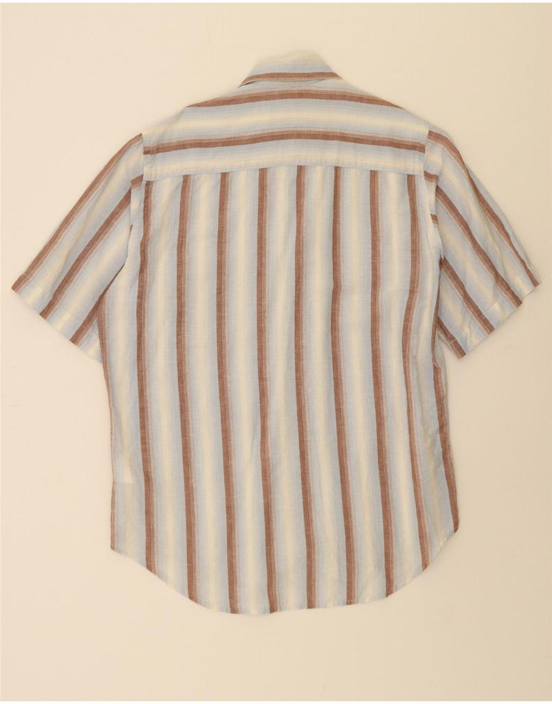 MARLBORO CLASSICS Mens Short Sleeve Shirt Medium Blue Striped Cotton Vintage Marlboro Classics and Second-Hand Marlboro Classics from Messina Hembry 