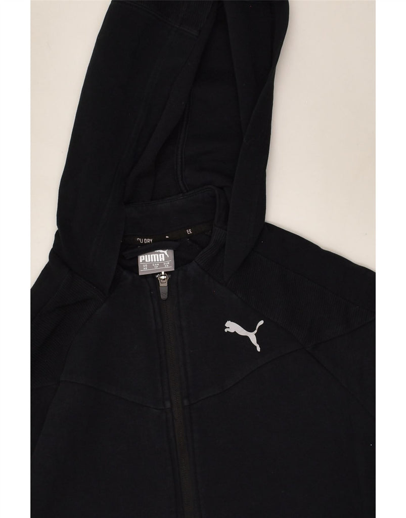 PUMA Womens Zip Hoodie Sweater UK 6 XS Black Cotton | Vintage Puma | Thrift | Second-Hand Puma | Used Clothing | Messina Hembry 