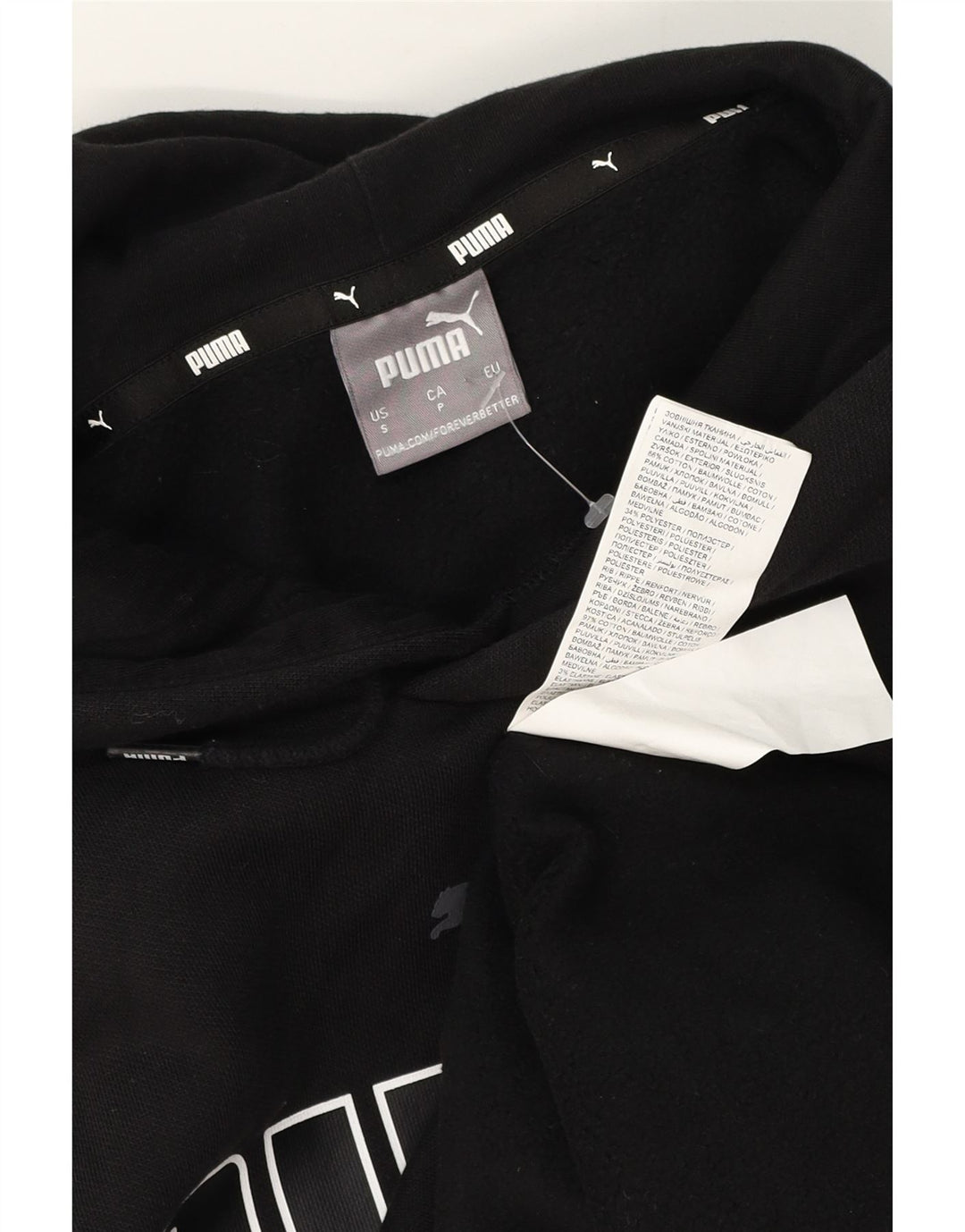 Puma Mens Graphic Hoodie Jumper Small Black Cotton