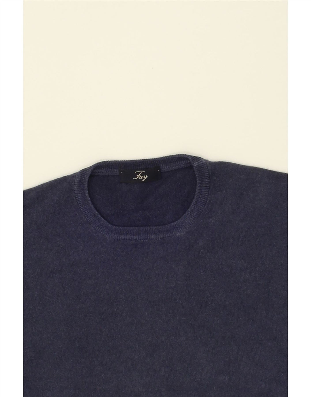 FAY Womens Crew Neck Jumper Sweater UK 14 Large Navy Blue Virgin Wool Vintage Fay and Second-Hand Fay from Messina Hembry 
