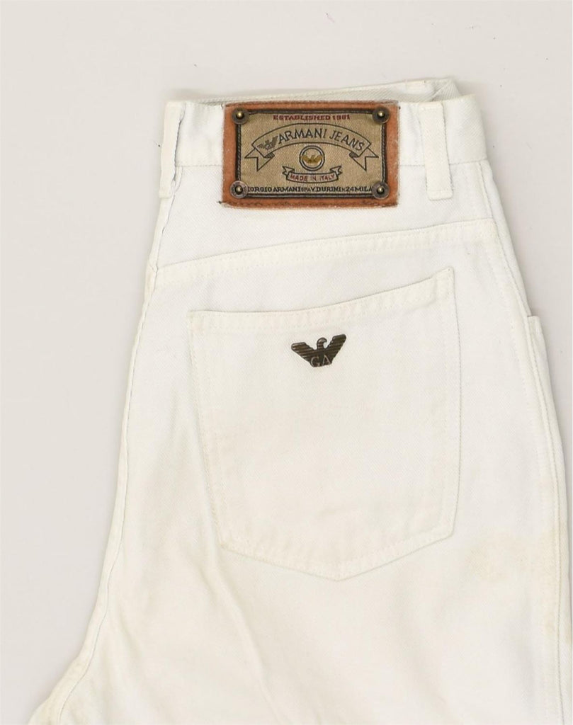 ARMANI Womens High Waist Slim Jeans W30 L28  White Cotton | Vintage Armani | Thrift | Second-Hand Armani | Used Clothing | Messina Hembry 