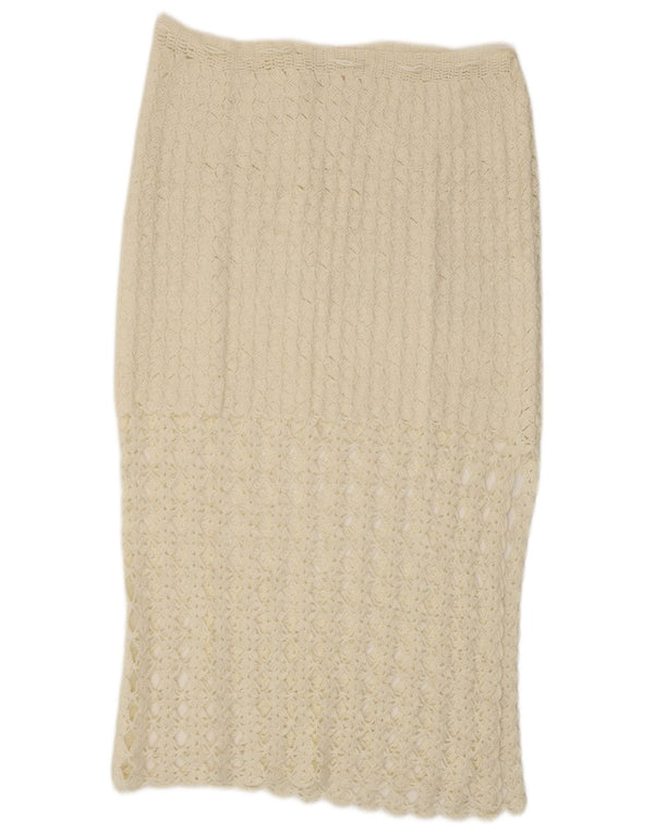 VINTAGE Womens Crochet Midi Skirt W32 Large White