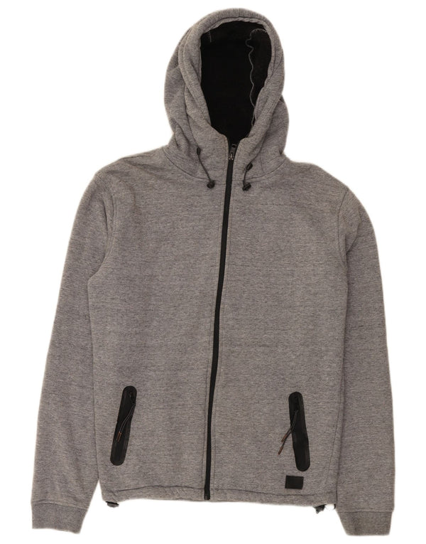 Quiksilver Mens Sherpa Zip Hoodie Sweater Small Grey Flecked Cotton
