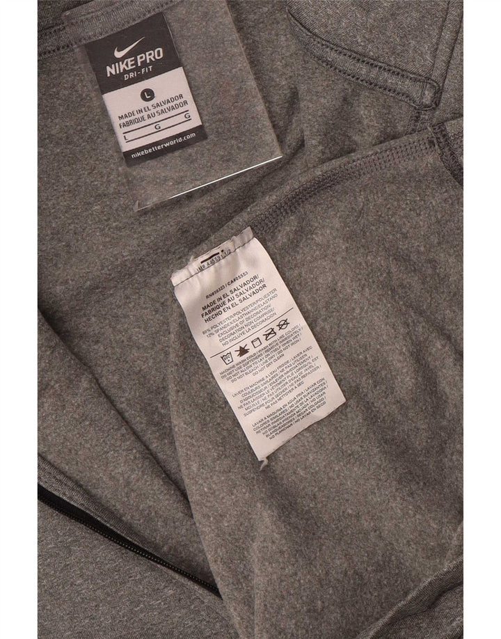 Nike Womens Dri Fit Zip Neck Pullover Tracksuit Top UK 14 Large Grey