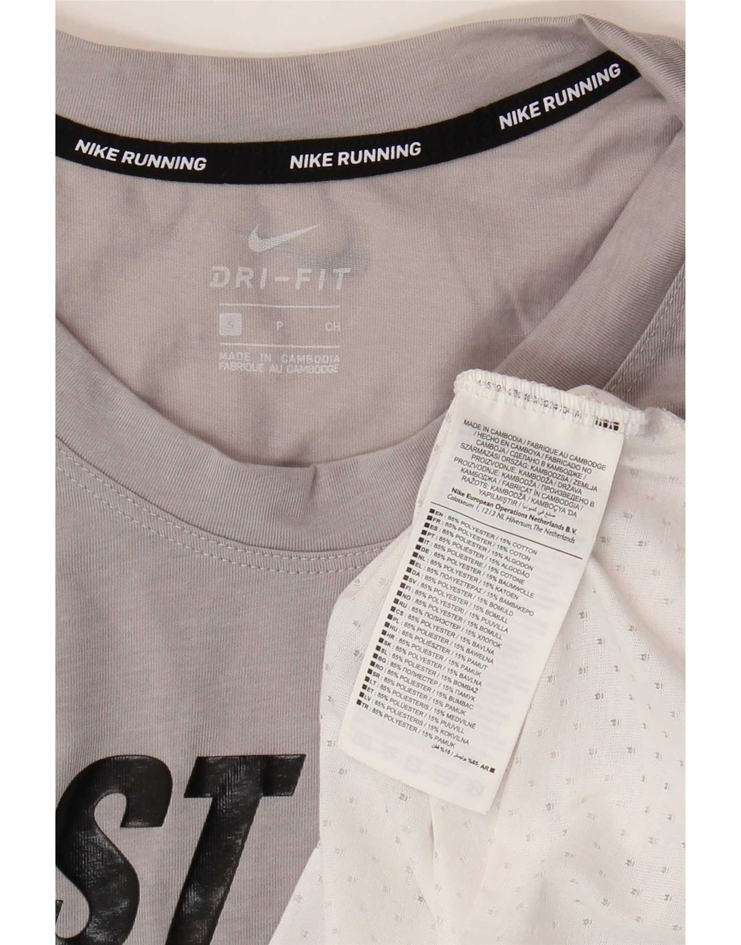 Nike Womens Crop Oversized Graphic T-Shirt Top UK 10 Small Grey Polyester