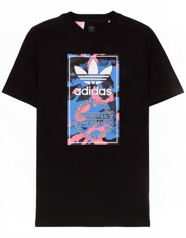 Adidas Boys Graphic T-Shirt Top 15-16 Years Black Cotton