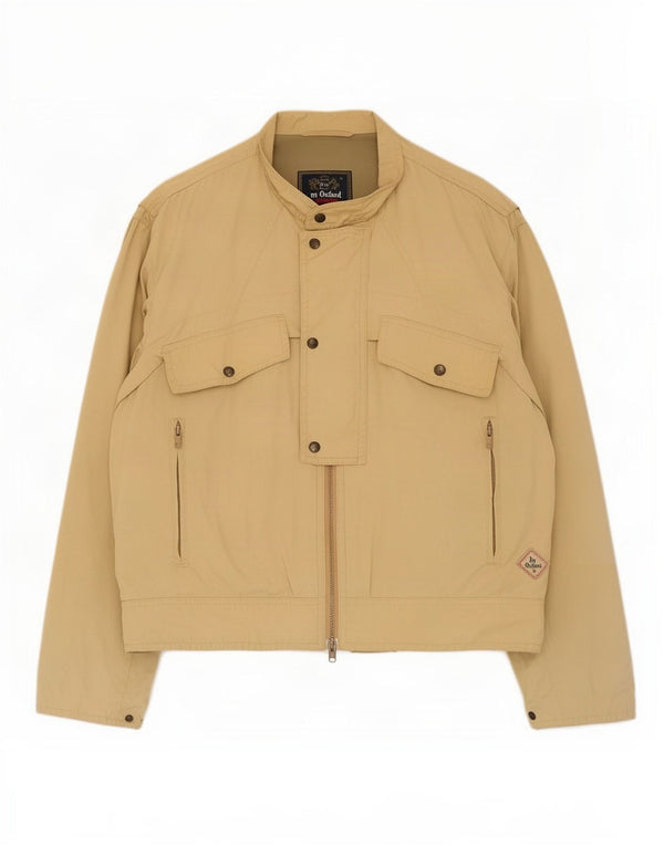 Ivy Oxford Mens Bomber Jacket UK 40 Large Beige Cotton