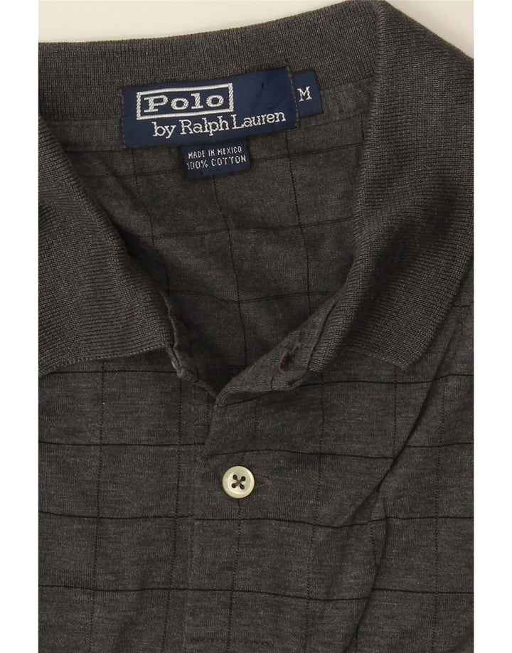 POLO RALPH LAUREN Mens Polo Shirt Medium Grey Check Cotton