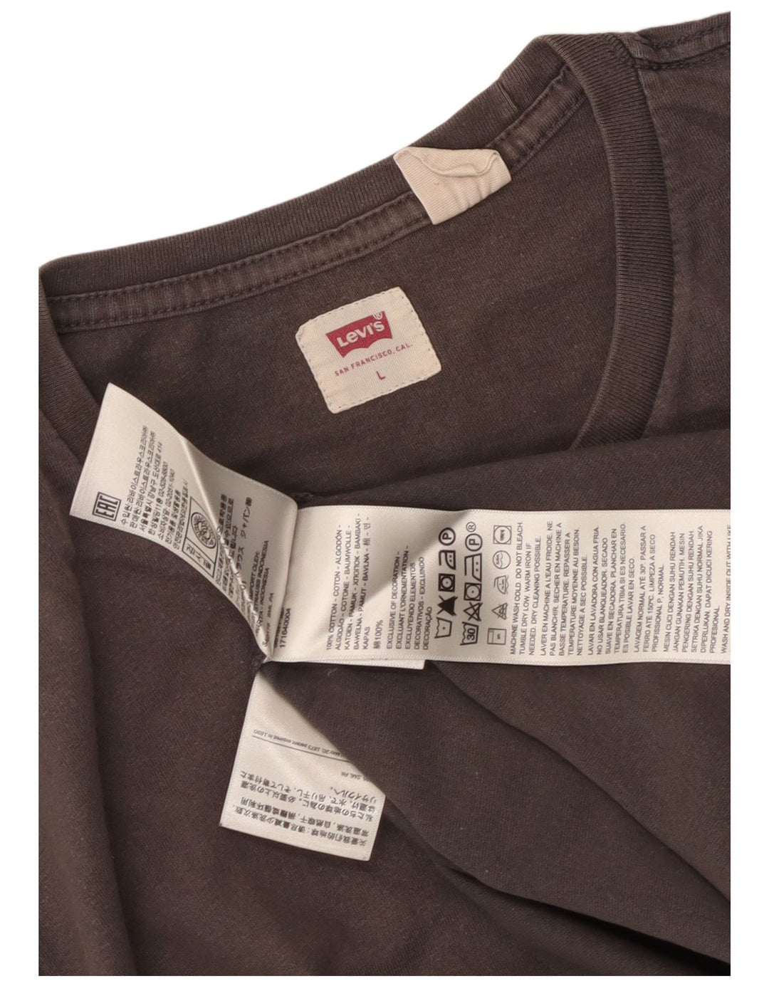 Levi's Mens T-Shirt Top Large Grey Cotton