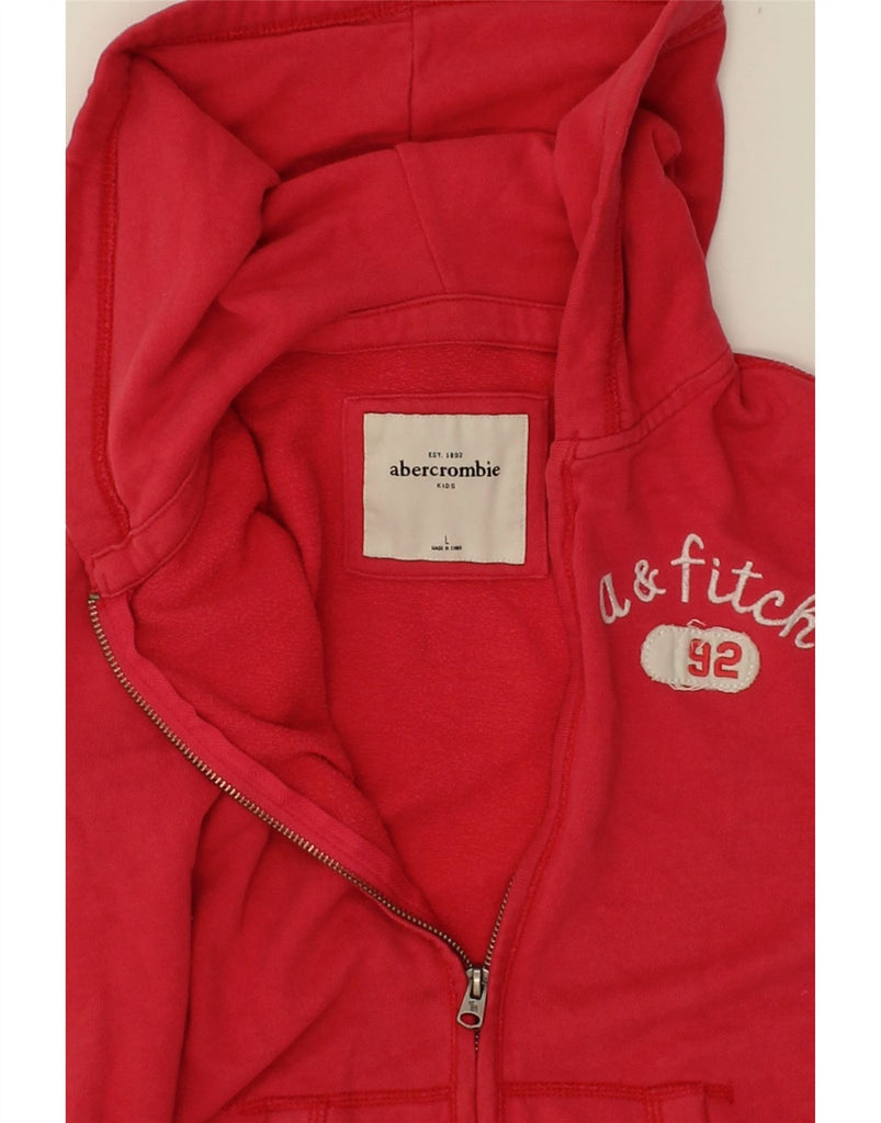 ABERCROMBIE & FITCH Girls Graphic Zip Hoodie Sweater 10-11 Years Large Red Vintage Abercrombie & Fitch and Second-Hand Abercrombie & Fitch from Messina Hembry 