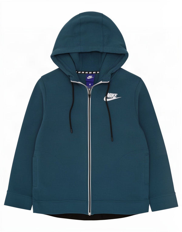Nike Womens Oversized Zip Hoodie Sweater UK 10 Small Blue Cotton
