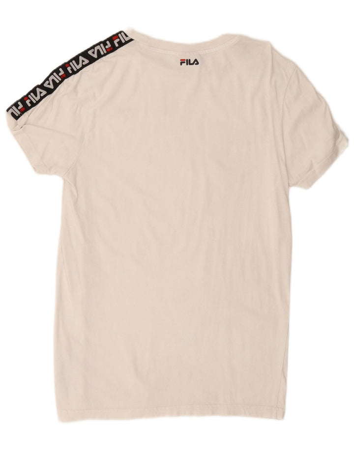 Fila Mens Graphic T-Shirt Top Medium White Cotton
