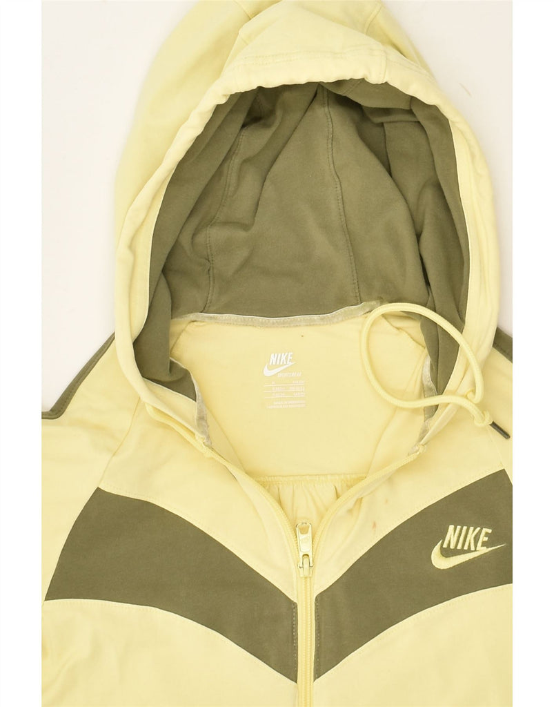 NIKE Womens Zip Hoodie Sweater UK 12 Medium Yellow | Vintage Nike | Thrift | Second-Hand Nike | Used Clothing | Messina Hembry 