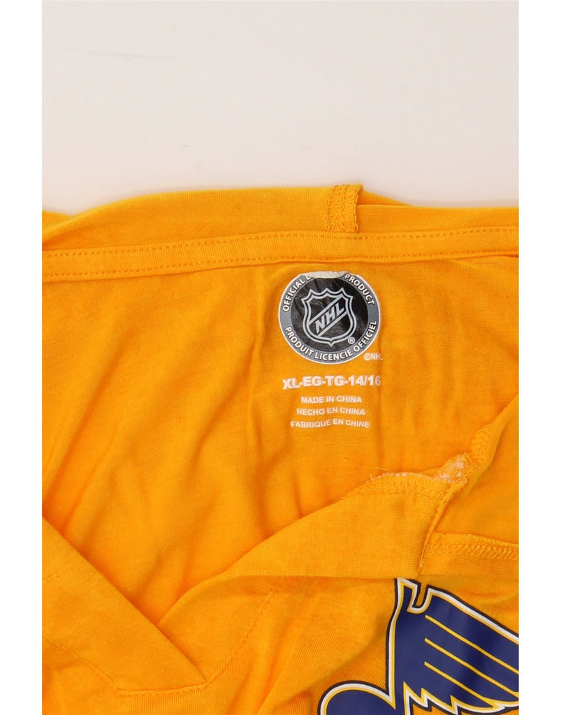 NHL Boys St. Louis Blues Graphic Top Long Sleeve 14-15 Years XL Yellow Vintage NHL and Second-Hand NHL from Messina Hembry 