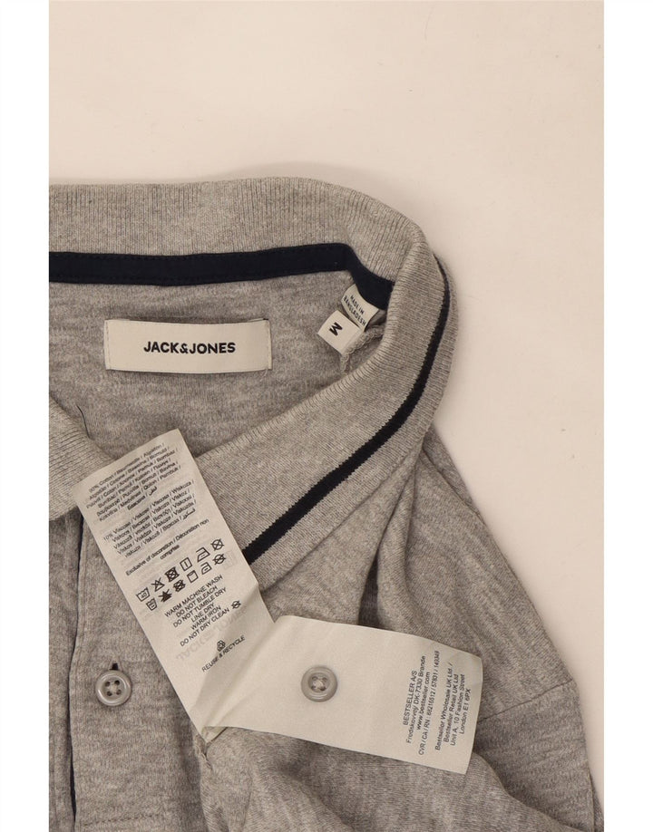 Jack & Jones Mens Polo Shirt Medium Grey Flecked Cotton