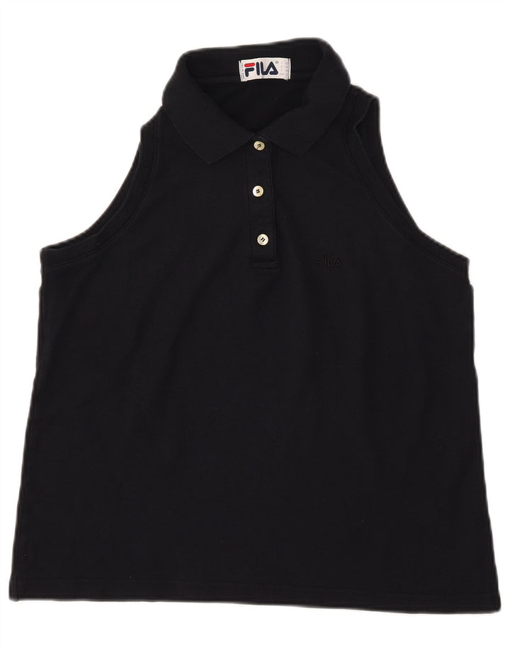 FILA Womens Sleeveless Polo Shirt IT 48 XL Navy Blue