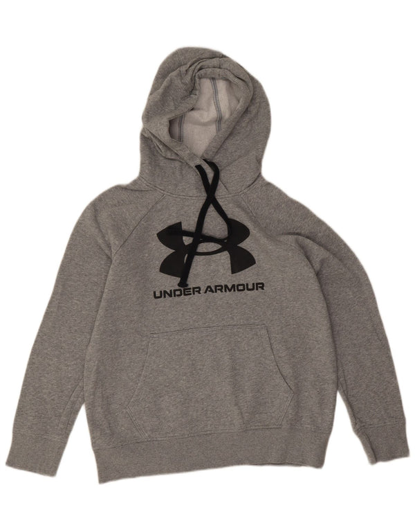 Under Armour Womens Graphic Oversized Hoodie Jumper UK 6 XS Grey Flecked
