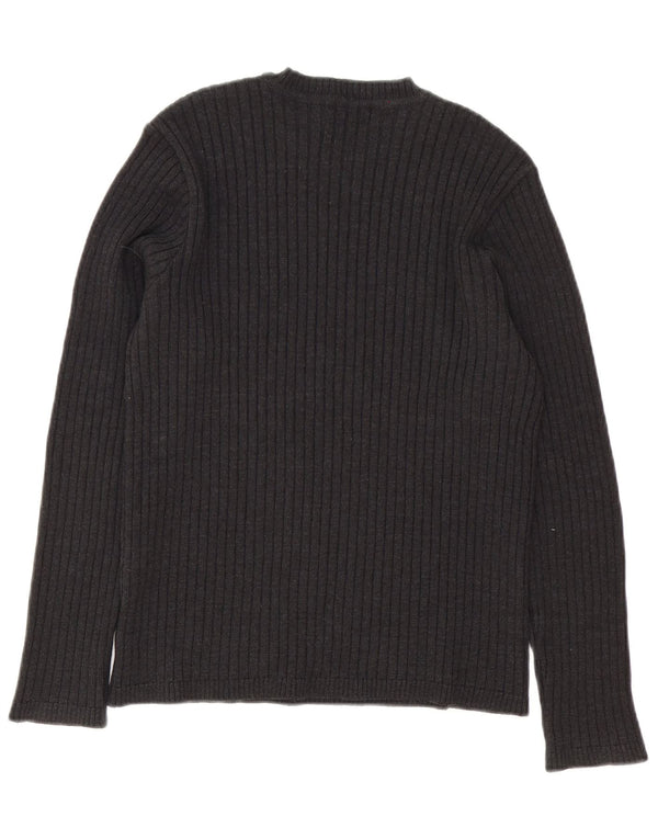 Zara Mens Crew Neck Jumper Sweater Medium Grey Wool