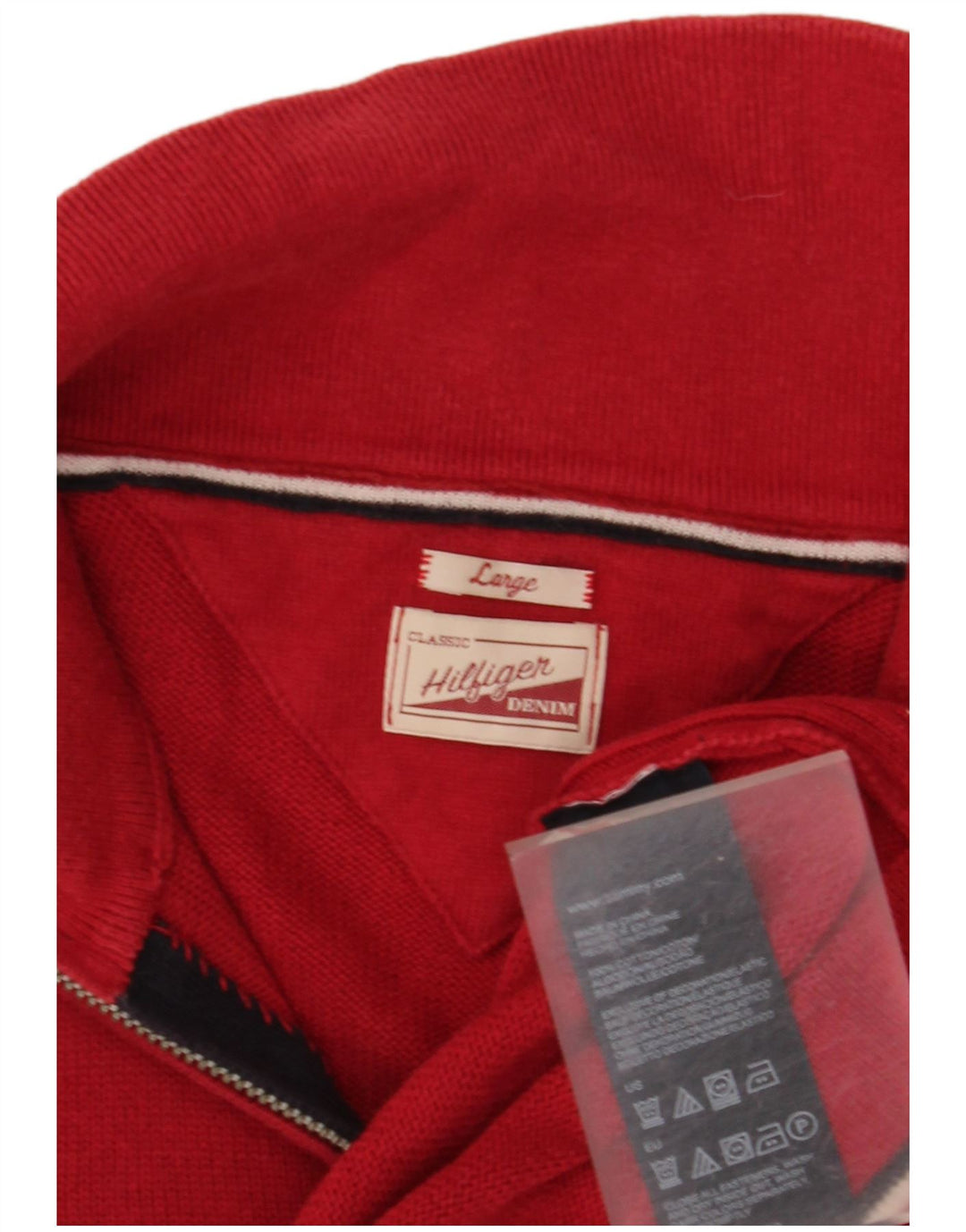 Tommy Hilfiger Mens Classic Cardigan Sweater Large Red Cotton