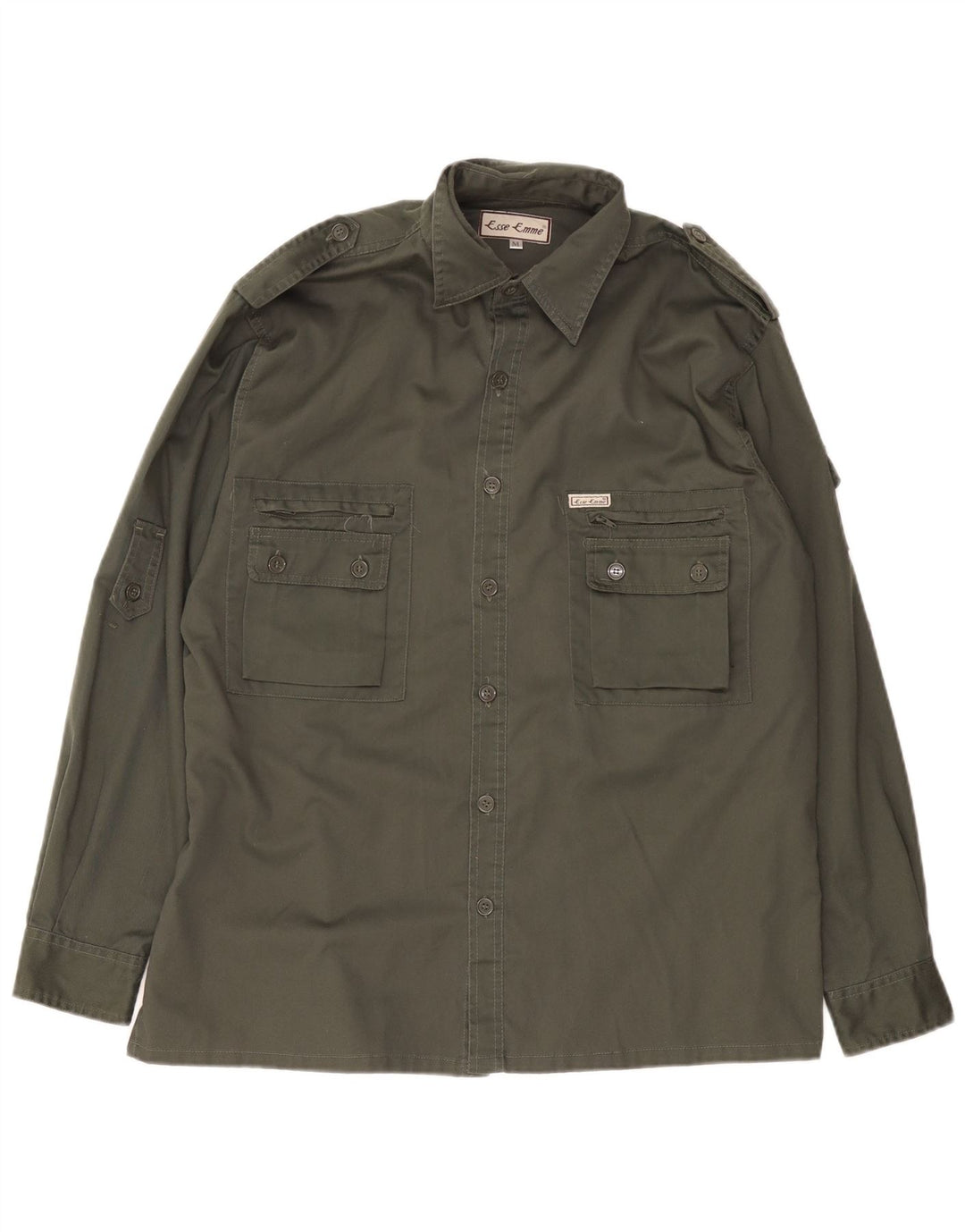ESSE EMME  Mens Military Shirt Medium Khaki Polyester