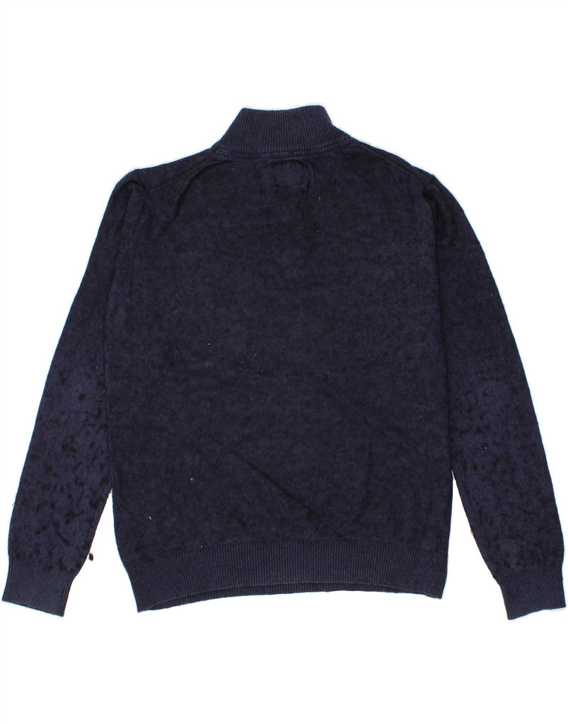 JOULES Womens Zip Neck Jumper Sweater UK 16 Large Navy Blue Flecked Cotton Vintage Joules and Second-Hand Joules from Messina Hembry 