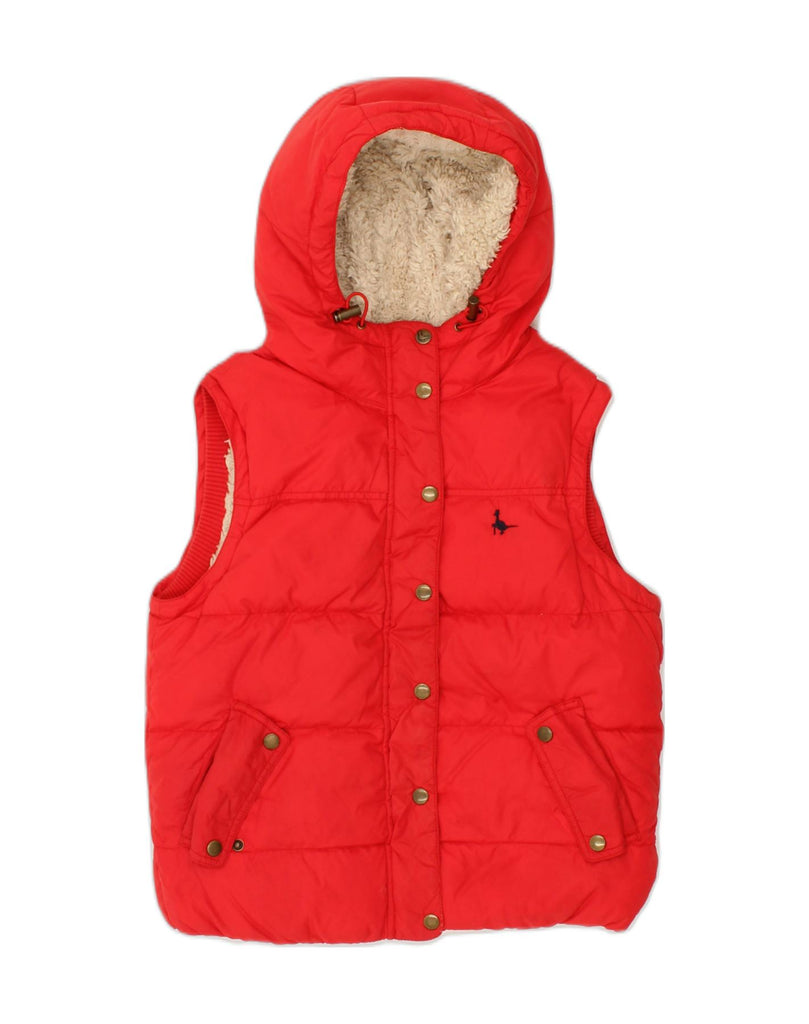 JACK WILLS Womens Sherpa Hooded Padded Gilet UK 8 Small Red Nylon | Vintage Jack Wills | Thrift | Second-Hand Jack Wills | Used Clothing | Messina Hembry 