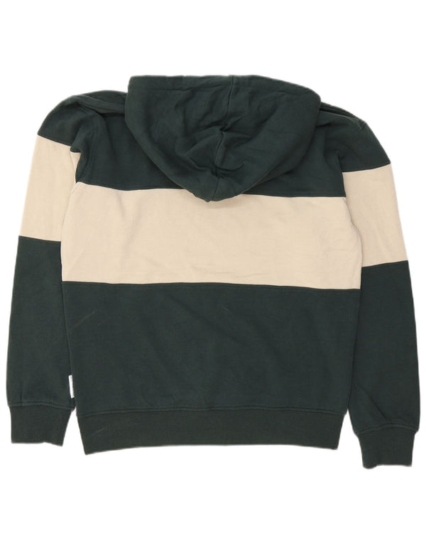 Jack & Jones Mens Graphic Hoodie Jumper Medium Green Colourblock Cotton