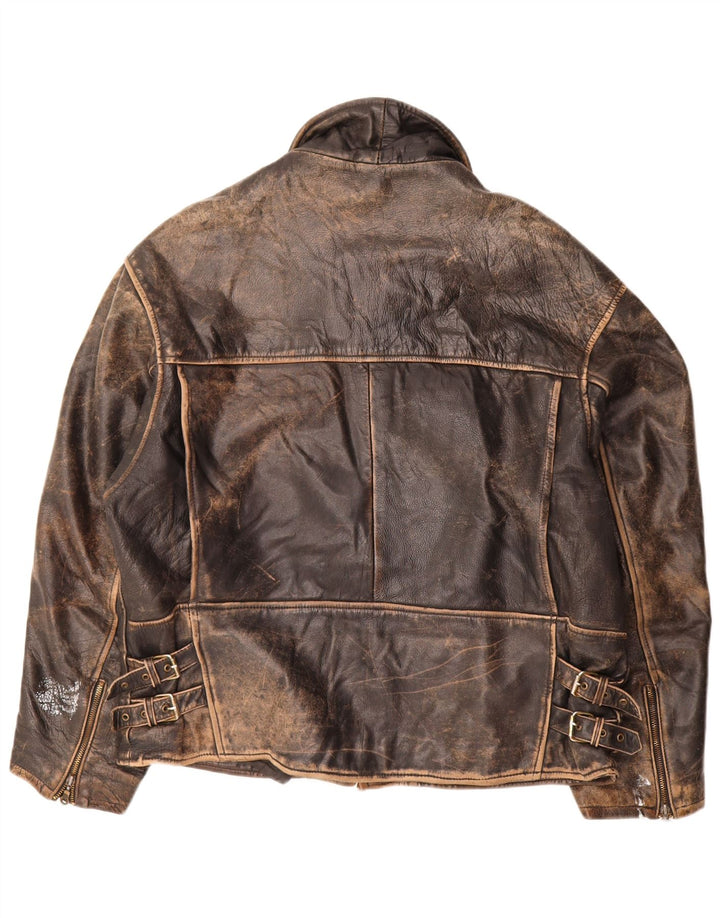 Vintage Mens Leather Jacket UK 44 2XL Brown