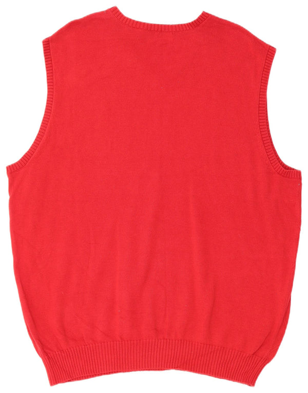 IZOD Mens Vest Tank Top Large Red Cotton