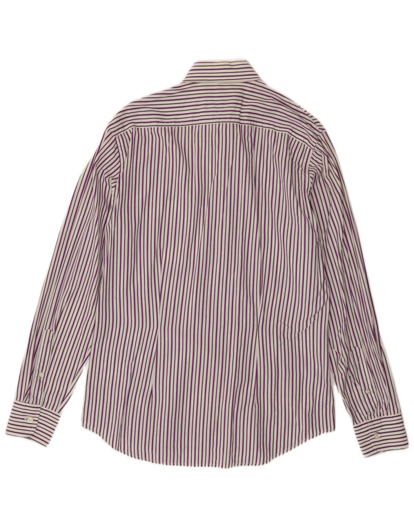 Fred Perry Mens Slim Fit Shirt Large Grey Pinstripe Cotton