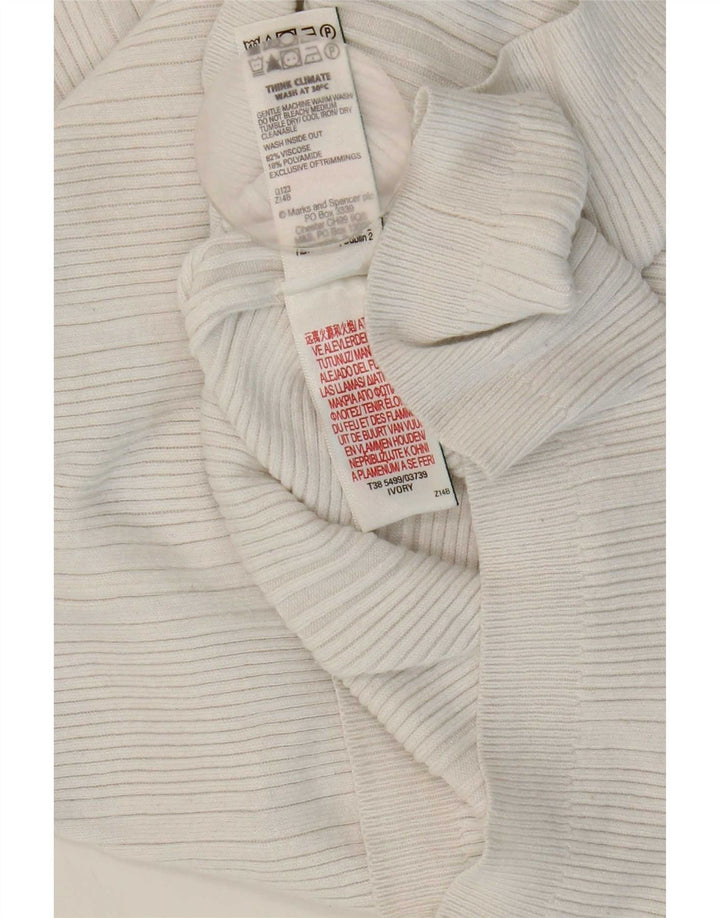 Marks & Spencer Womens Roll Neck Jumper Sweater UK 12 Medium White Viscose