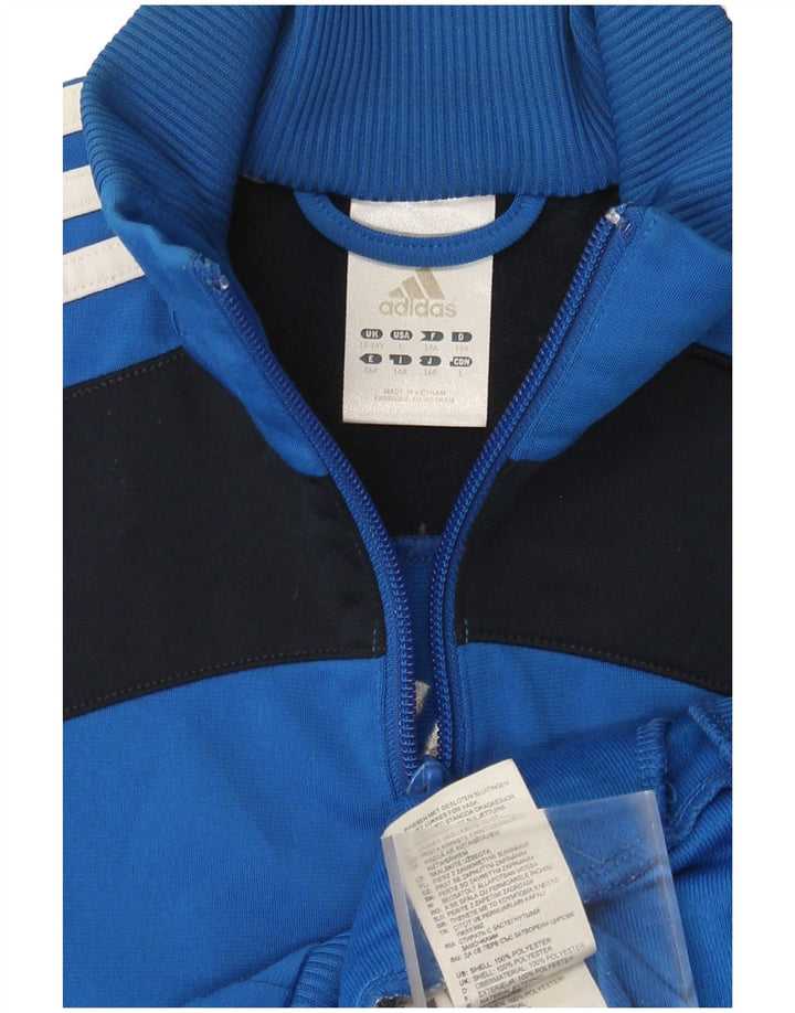 Adidas Boys Graphic Tracksuit Top Jacket 13-14 Years Blue Colourblock