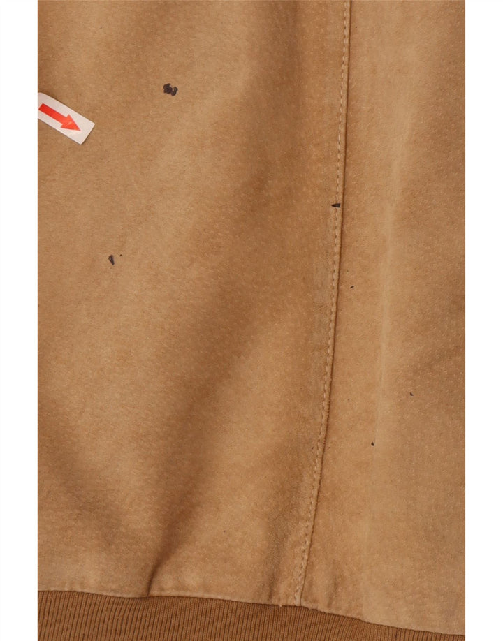 Vintage Mens Suede Bomber Jacket IT 50 Large Brown Leather