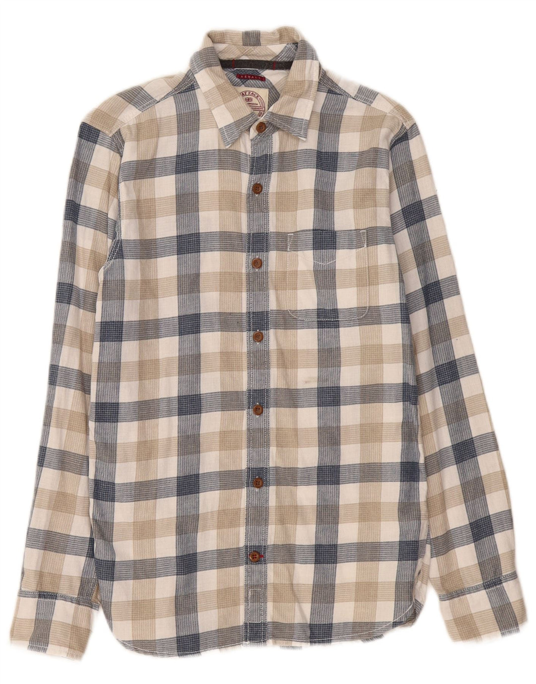 Fat Face Mens Flannel Shirt XS Beige Check Cotton