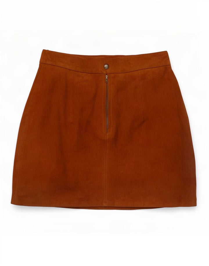 Conbipel Womens Suede Mini Skirt IT 44 Medium W28 Brown Leather