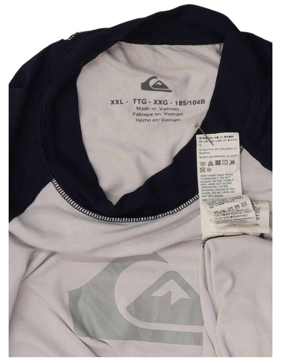 Quiksilver Mens Graphic T-Shirt Top 2XL White Colourblock Polyamide