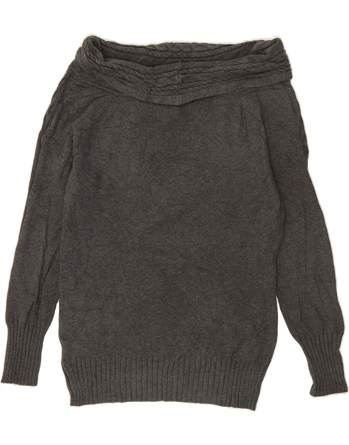 TOMMY HILFIGER Womens Roll Neck Jumper Sweater UK 14 Medium Grey Cotton Vintage Tommy Hilfiger and Second-Hand Tommy Hilfiger from Messina Hembry 