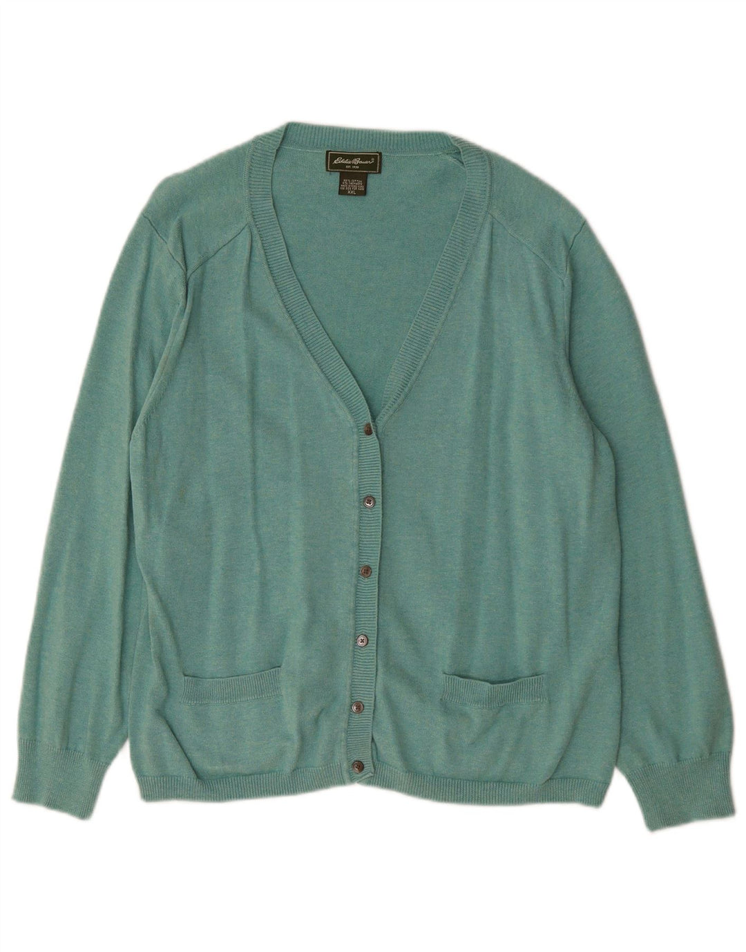 EDDIE BAUER Womens Cardigan Sweater UK 20 2XL Green Cotton