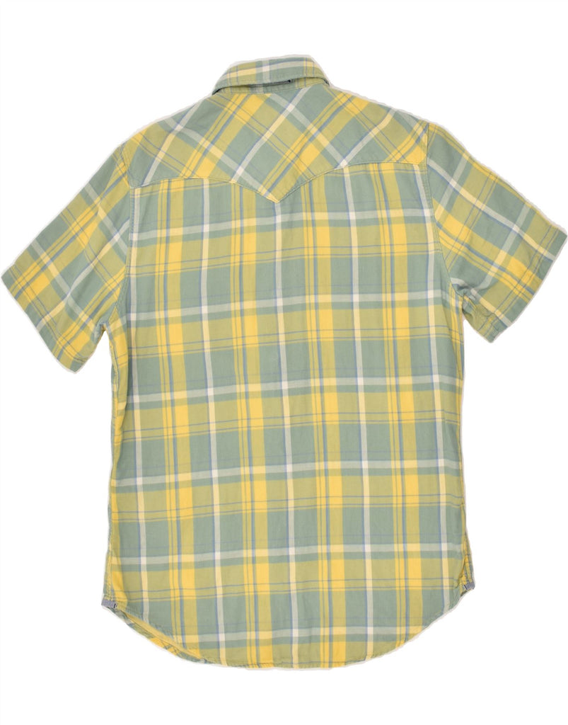 LEVI'S Mens Slim Fit Short Sleeve Shirt Medium Yellow Check Cotton | Vintage Levi's | Thrift | Second-Hand Levi's | Used Clothing | Messina Hembry 