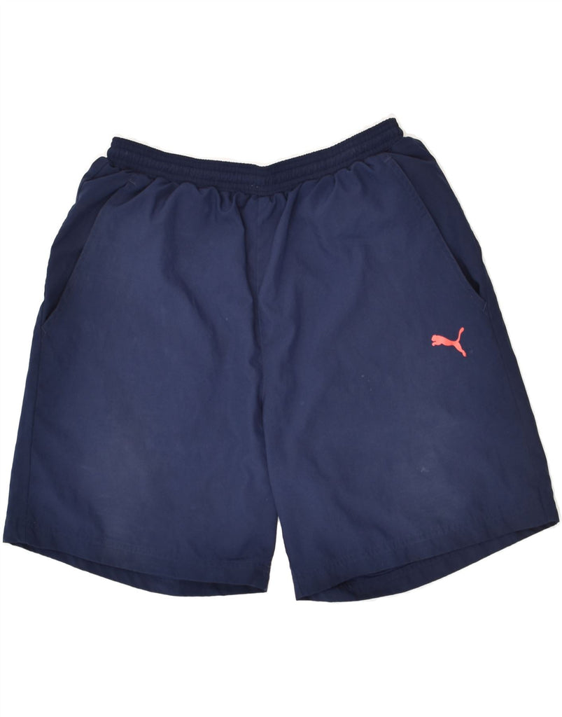 PUMA Mens Graphic Sport Shorts Medium Navy Blue Polyester | Vintage Puma | Thrift | Second-Hand Puma | Used Clothing | Messina Hembry 