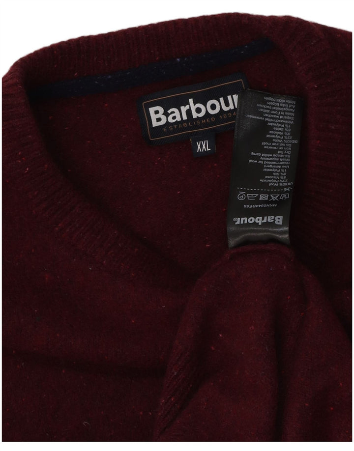 Barbour Mens Crew Neck Jumper Sweater Medium Burgundy Wool