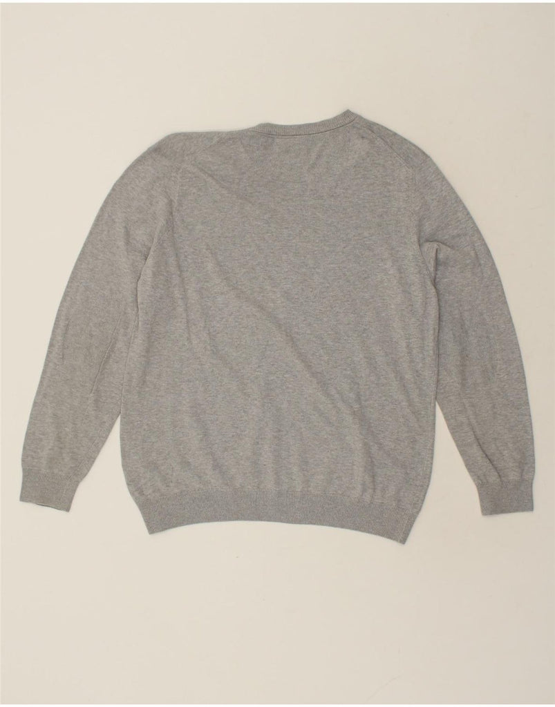 LACOSTE Mens V-Neck Jumper Sweater Size 6 XL Grey Cotton | Vintage Lacoste | Thrift | Second-Hand Lacoste | Used Clothing | Messina Hembry 