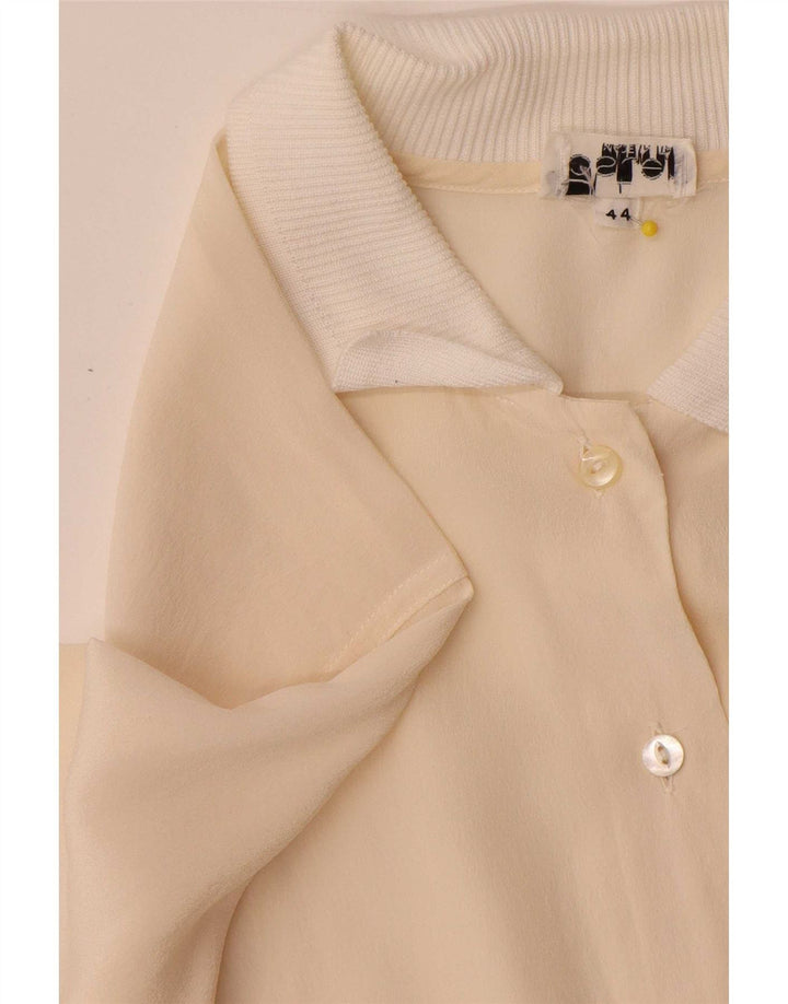 Vintage Womens Pullover Shirt IT 44 Medium Off White Colourblock