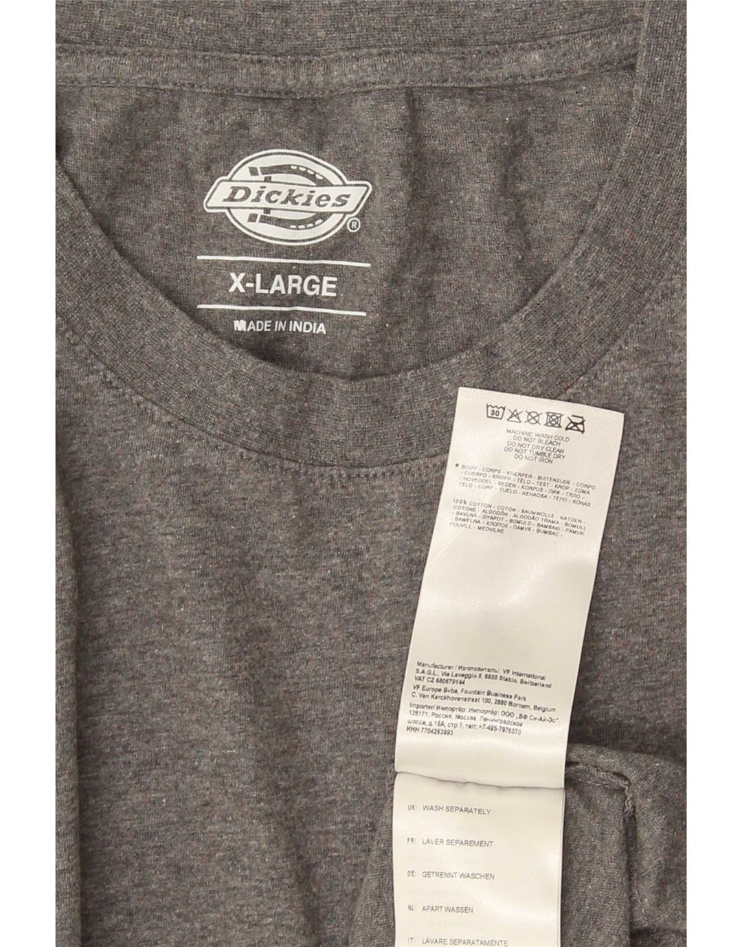 Dickies Mens T-Shirt Top XL Grey Cotton