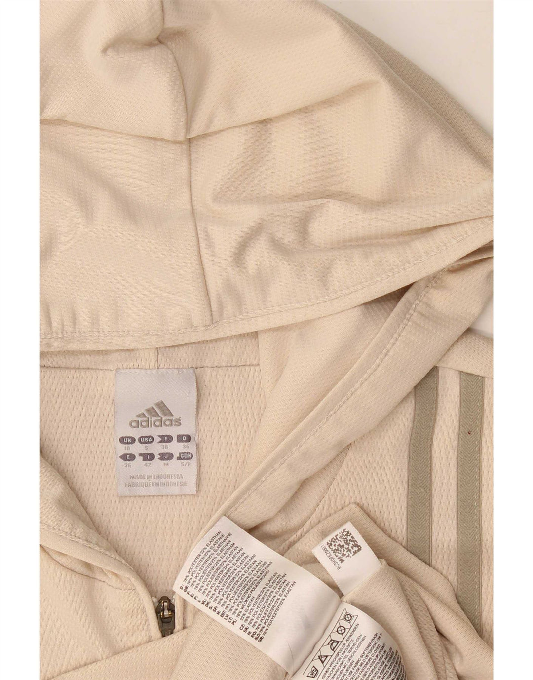 Adidas Womens Climacool Hooded Tracksuit Top Jacket UK 10 Small Beige