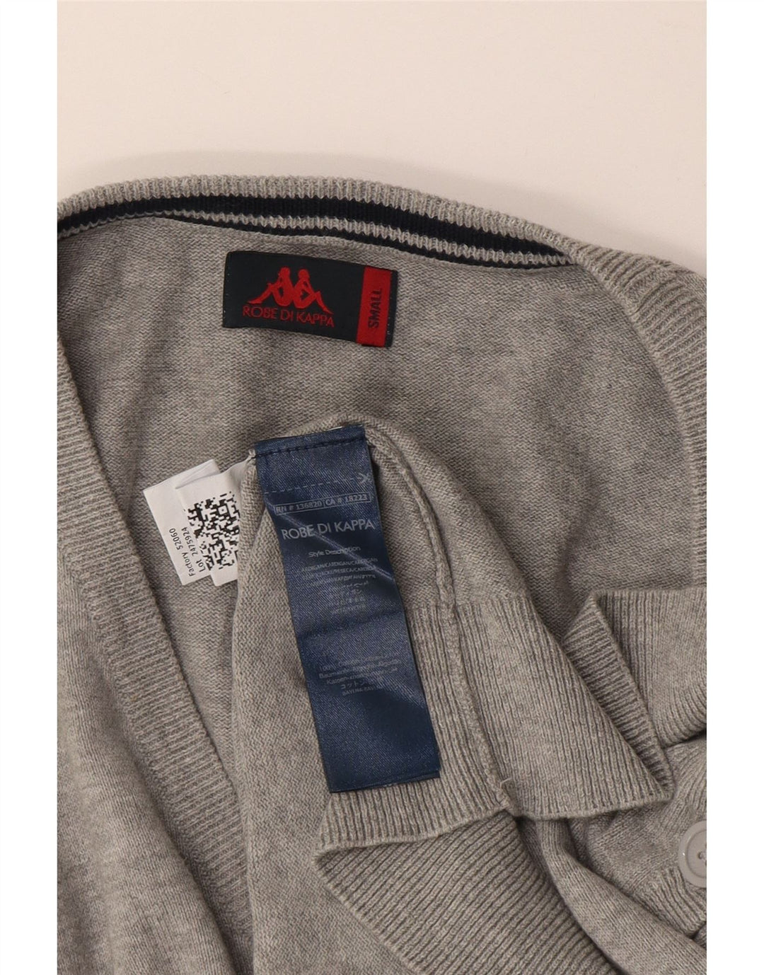 Kappa Mens Cardigan Sweater Small Grey Flecked Cotton