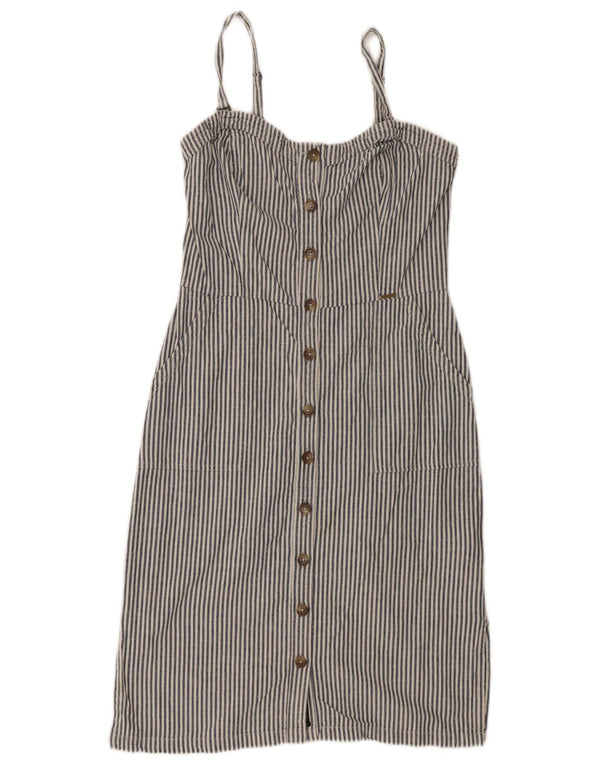 Superdry Womens Sundress UK 10 Small Navy Blue Pinstripe Cotton