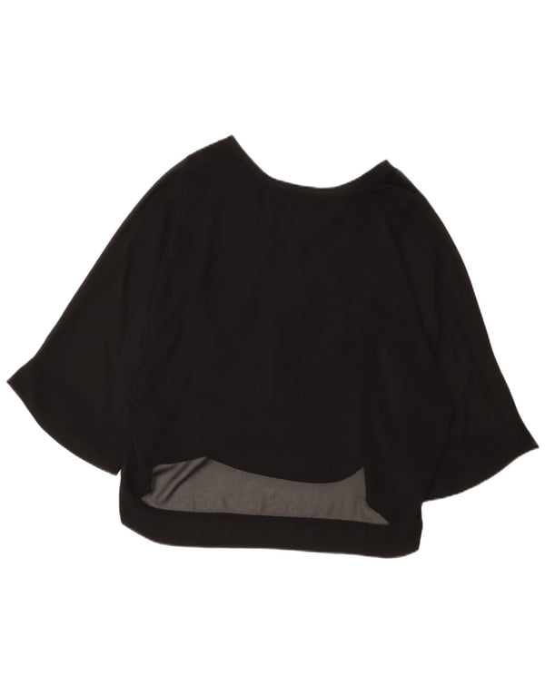 Zara Womens 3/4 Sleeve Blouse Top UK 12 Medium Black